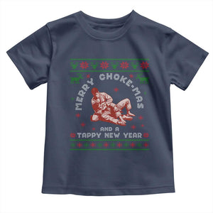 Funny Jiu Jitsu Christmas Toddler T Shirt Holiday Martial Arts BJJ Lover Ugly Xmas TS10 Navy Print Your Wear