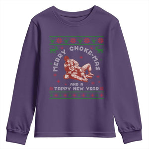 Funny Jiu Jitsu Christmas Youth Sweatshirt Holiday Martial Arts BJJ Lover Ugly Xmas TS10 Purple Print Your Wear