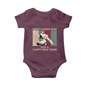 Jiu Jitsu Christmas Baby Onesie Retro Merry Choke Mas Tappy New Year Martial Arts BJJ Lover TS10 Maroon Print Your Wear
