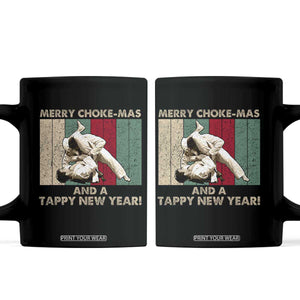 Jiu Jitsu Christmas Coffee Mug Retro Merry Choke Mas Tappy New Year Martial Arts BJJ Lover TS10 Black Print Your Wear
