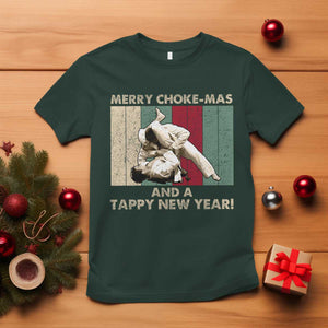 Jiu Jitsu Christmas T Shirt Retro Merry Choke Mas Tappy New Year Martial Arts BJJ Lover TS10 Dark Forest Green Print Your Wear