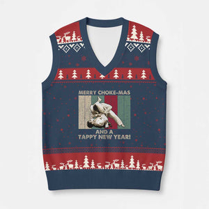Jiu Jitsu Xmas V-Neck Knit Sweater Vest Retro Merry Choke Mas Tappy New Year Martial Arts BJJ Lover TS10 Navy Red Print Your Wear