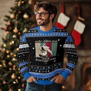 Jiu Jitsu Christmas Hanukkah Ugly Sweater Retro Merry Choke Mas Tappy New Year Martial Arts BJJ Lover TS10 Black Blue Print Your Wear