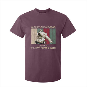 Jiu Jitsu Christmas T Shirt For Kid Retro Merry Choke Mas Tappy New Year Martial Arts BJJ Lover TS10 Maroon Print Your Wear