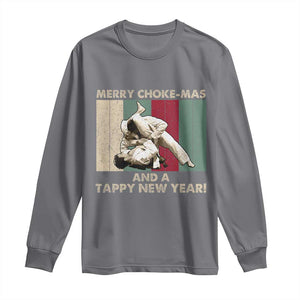 Jiu Jitsu Christmas Long Sleeve Shirt Retro Merry Choke Mas Tappy New Year Martial Arts BJJ Lover TS10 Charcoal Print Your Wear