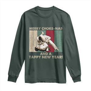 Jiu Jitsu Christmas Long Sleeve Shirt Retro Merry Choke Mas Tappy New Year Martial Arts BJJ Lover TS10 Dark Forest Green Print Your Wear