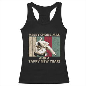Jiu Jitsu Christmas Racerback Tank Top Retro Merry Choke Mas Tappy New Year Martial Arts BJJ Lover TS10 Black Print Your Wear
