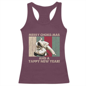 Jiu Jitsu Christmas Racerback Tank Top Retro Merry Choke Mas Tappy New Year Martial Arts BJJ Lover TS10 Maroon Print Your Wear