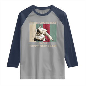 Jiu Jitsu Christmas Raglan Shirt Retro Merry Choke Mas Tappy New Year Martial Arts BJJ Lover TS10 Sport Gray Navy Print Your Wear