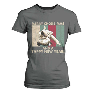 Jiu Jitsu Christmas T Shirt For Women Retro Merry Choke Mas Tappy New Year Martial Arts BJJ Lover TS10 Dark Heather Print Your Wear
