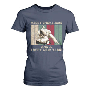 Jiu Jitsu Christmas T Shirt For Women Retro Merry Choke Mas Tappy New Year Martial Arts BJJ Lover TS10 Navy Print Your Wear