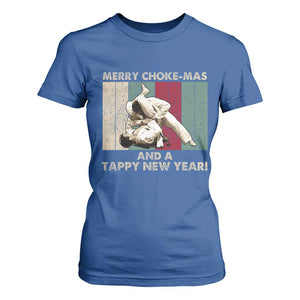 Jiu Jitsu Christmas T Shirt For Women Retro Merry Choke Mas Tappy New Year Martial Arts BJJ Lover TS10 Royal Blue Print Your Wear