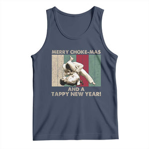 Jiu Jitsu Christmas Tank Top Retro Merry Choke Mas Tappy New Year Martial Arts BJJ Lover TS10 Navy Print Your Wear