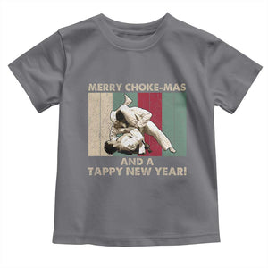 Jiu Jitsu Christmas Toddler T Shirt Retro Merry Choke Mas Tappy New Year Martial Arts BJJ Lover TS10 Charcoal Print Your Wear