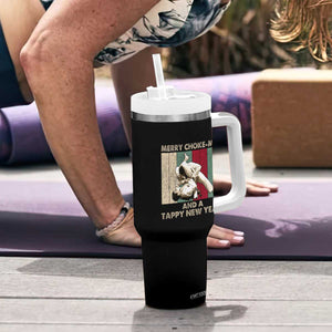 Jiu Jitsu Christmas Tumbler With Handle Retro Merry Choke Mas Tappy New Year Martial Arts BJJ Lover TS10 Print Your Wear