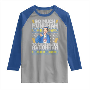 Funny Ugly Hanukkah Raglan Shirt So Much Funukah To Celebrate Hanukkah Sandler TS10 Sport Gray Royal Print Your Wear
