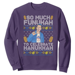 Funny Ugly Hanukkah Sweatshirt So Much Funukah To Celebrate Hanukkah Sandler TS10 Purple Print Your Wear