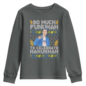 Funny Ugly Hanukkah Youth Sweatshirt So Much Funukah To Celebrate Hanukkah Sandler TS10 Dark Heather Print Your Wear