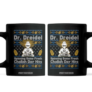 Funny Ugly Hanukkah Coffee Mug Mr Dreidel Dj Chanukkah Jewish TS10 Black Print Your Wear