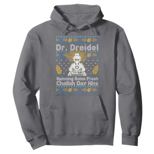 Funny Ugly Hanukkah Hoodie Mr Dreidel Dj Chanukkah Jewish TS10 Charcoal Print Your Wear