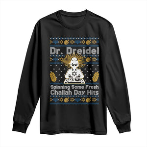 Funny Ugly Hanukkah Long Sleeve Shirt Mr Dreidel Dj Chanukkah Jewish TS10 Black Print Your Wear