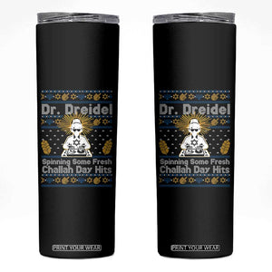 Funny Ugly Hanukkah Skinny Tumbler Mr Dreidel Dj Chanukkah Jewish TS10 Black Print Your Wear