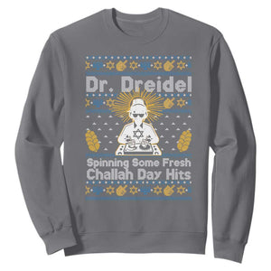 Funny Ugly Hanukkah Sweatshirt Mr Dreidel Dj Chanukkah Jewish TS10 Charcoal Print Your Wear