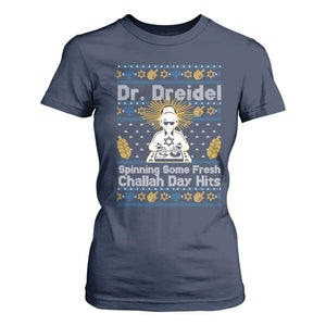 Funny Ugly Hanukkah T Shirt For Women Mr Dreidel Dj Chanukkah Jewish TS10 Navy Print Your Wear