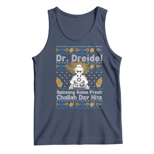 Funny Ugly Hanukkah Tank Top Mr Dreidel Dj Chanukkah Jewish TS10 Navy Print Your Wear