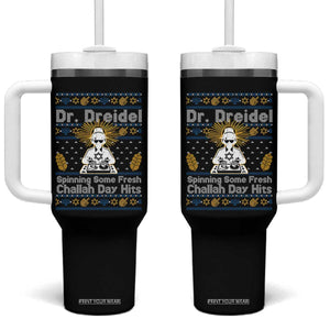 Funny Ugly Hanukkah Tumbler With Handle Mr Dreidel Dj Chanukkah Jewish TS10 One Size: 40 oz Black Print Your Wear