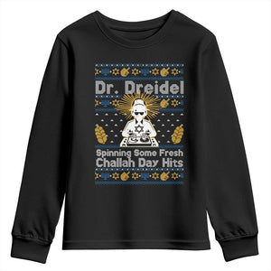 Funny Ugly Hanukkah Youth Sweatshirt Mr Dreidel Dj Chanukkah Jewish TS10 Black Print Your Wear