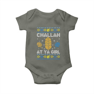 Funny Ugly Hanukkah Baby Onesie Challah At Ya Girl Matching TS10 Military Green Print Your Wear
