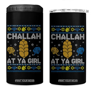 Funny Ugly Hanukkah 4 in 1 Can Cooler Tumbler Challah At Ya Girl Matching TS10 One Size: 16 oz Black Print Your Wear