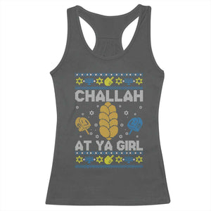 Funny Ugly Hanukkah Racerback Tank Top Challah At Ya Girl Matching TS10 Dark Heather Print Your Wear