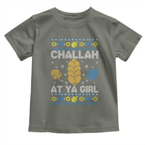 Funny Ugly Hanukkah Toddler T Shirt Challah At Ya Girl Matching TS10 Military Green Print Your Wear