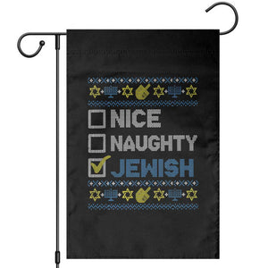 Nice Naughty Jewish Ugly Hanukkah Garden Flag Chanukah Jew Gift TS10 Black Print Your Wear