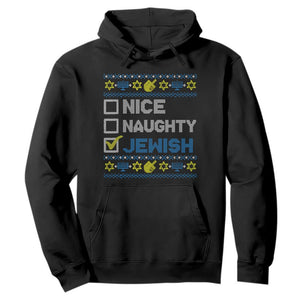Nice Naughty Jewish Ugly Hanukkah Hoodie Chanukah Jew Gift TS10 Black Print Your Wear