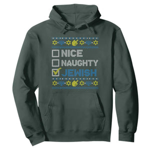Nice Naughty Jewish Ugly Hanukkah Hoodie Chanukah Jew Gift TS10 Dark Forest Green Print Your Wear