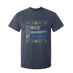 Nice Naughty Jewish Ugly Hanukkah T Shirt For Kid Chanukah Jew Gift TS10 Navy Print Your Wear
