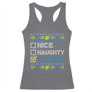 Nice Naughty Jewish Ugly Hanukkah Racerback Tank Top Chanukah Jew Gift TS10 Charcoal Print Your Wear