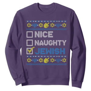 Nice Naughty Jewish Ugly Hanukkah Sweatshirt Chanukah Jew Gift TS10 Purple Print Your Wear