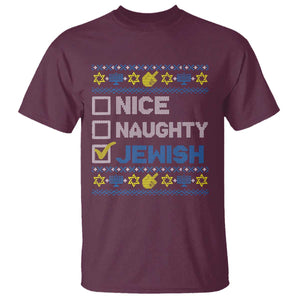 Nice Naughty Jewish Ugly Hanukkah T Shirt Chanukah Jew Gift TS10 Maroon Print Your Wear