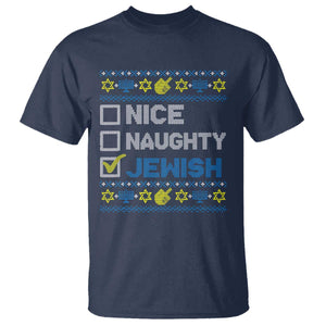 Nice Naughty Jewish Ugly Hanukkah T Shirt Chanukah Jew Gift TS10 Navy Print Your Wear