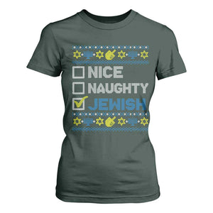 Nice Naughty Jewish Ugly Hanukkah T Shirt For Women Chanukah Jew Gift TS10 Dark Forest Green Print Your Wear