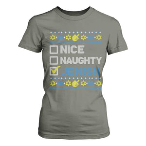 Nice Naughty Jewish Ugly Hanukkah T Shirt For Women Chanukah Jew Gift TS10 Military Green Print Your Wear