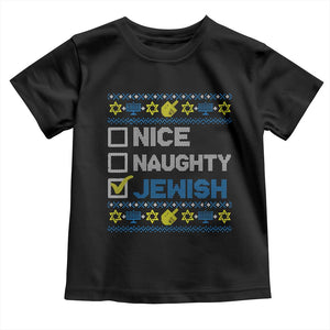 Nice Naughty Jewish Ugly Hanukkah Toddler T Shirt Chanukah Jew Gift TS10 Black Print Your Wear