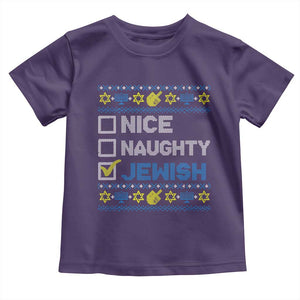 Nice Naughty Jewish Ugly Hanukkah Toddler T Shirt Chanukah Jew Gift TS10 Purple Print Your Wear