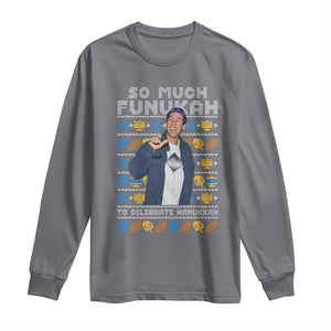 Funny Ugly Hanukkah Long Sleeve Shirt Sandler So Much Funukah To Celebrate Hanukkah TS10 Charcoal Print Your Wear