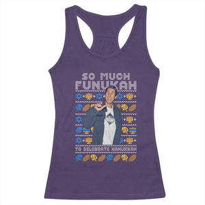 Funny Ugly Hanukkah Racerback Tank Top Sandler So Much Funukah To Celebrate Hanukkah TS10 Purple Print Your Wear