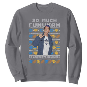 Funny Ugly Hanukkah Sweatshirt Sandler So Much Funukah To Celebrate Hanukkah TS10 Charcoal Print Your Wear
